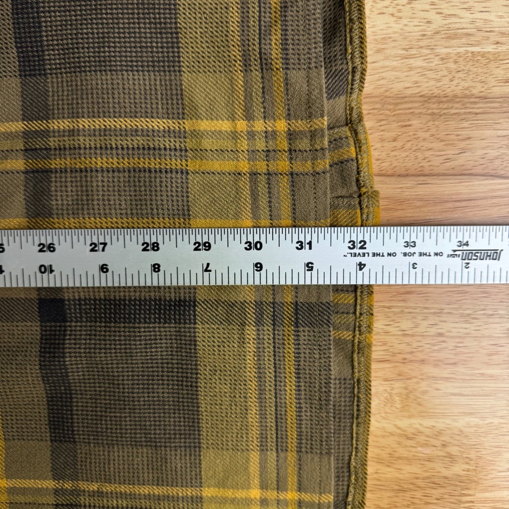 LL Bean Todd Snyder Mens Large Yellow Plaid Elbow Patch Button Up Flannel Shirt - Picture 9 of 9